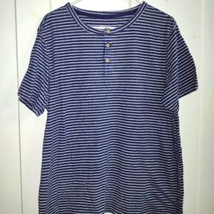 Large mens /unisex soft linen striped henley shirt